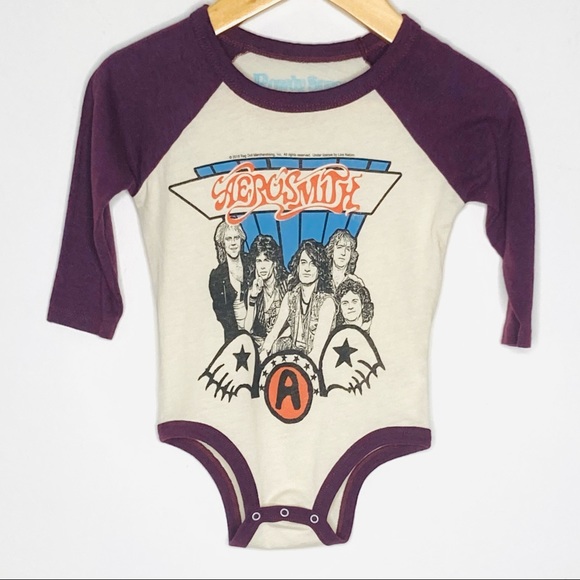 Rowdy Sprout Other - AEROSMITH Vintage Stevan Tyler Retro Band Raglan Onesie Rowdy Sprout Baby 6-12M